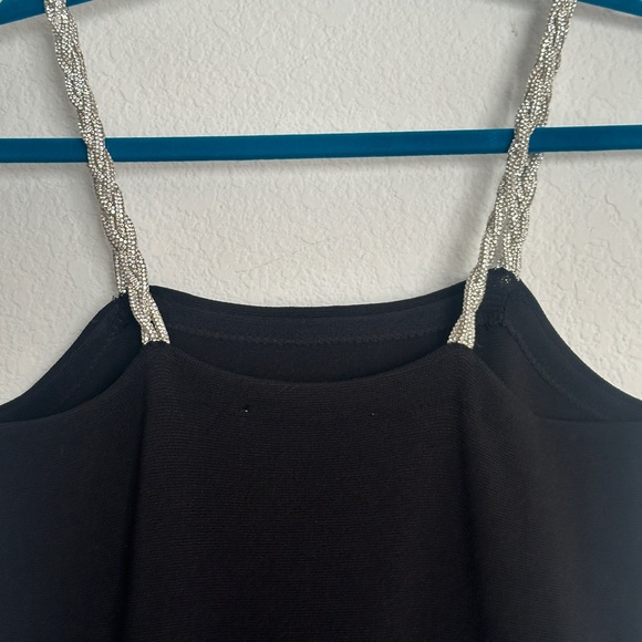 Camila Coelho black Jude rhinestone straps fine knit dress M - Picture 8 of 10